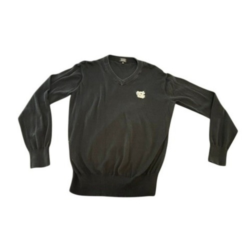 UNC North‎ Carolina Tar Heels V-Neck Sweater Black Mens Size M Logo Knit